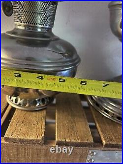 Vintage Aladdin Nickel Plated Oil Lamps No. 9 & No. 11 Lot of 2 r3s5