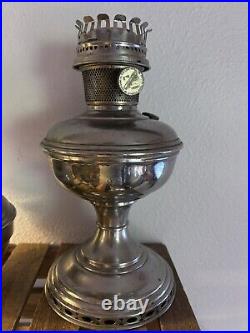 Vintage Aladdin Nickel Plated Oil Lamps No. 9 & No. 11 Lot of 2 r3s5