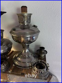 Vintage Aladdin Nickel Plated Oil Lamps No. 9 & No. 11 Lot of 2 r3s5