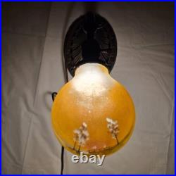 Vintage Aladdin No. 50 Gooseneck Desk Lamp Cast Iron Base Reverse Painted Shade