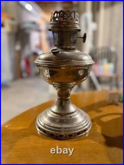 Vintage Aladdin No 9 Center Draft Nickel Plated Brass Kerosene Oil Lamp