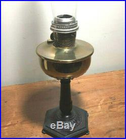 Vintage Aladdin Nu Model B Center Draft Kerosene Mantle Lamp Brass With Chimney