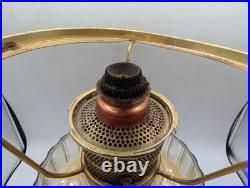 Vintage Aladdin Nu-Type Model B Table Lamp Brass Amber Glass Round Base TM6
