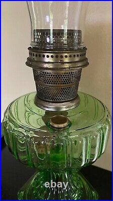 Vintage Aladdin Nu-type Model B Kerosene Oil Lamp Green Original Chimney
