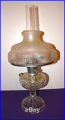 Vintage Aladdin Oil Kero Lamp with Matching Shade Washington Drape Clear Glass