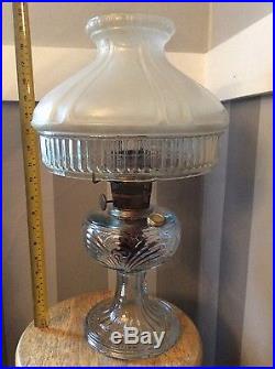 Vintage Aladdin Oil Kero Lamp with Shade Washington Drape Clear Glass Old