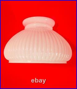Vintage Aladdin Oil Kerosene Lamp Milk White Ribbed 6 1/2 Glass Shade Nice One