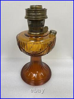 Vintage Aladdin Oil Lamp Amber Short Lincoln Drape Font Kerosene 1980 23 Burner