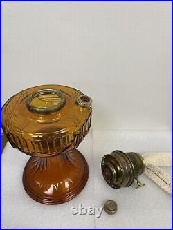 Vintage Aladdin Oil Lamp Amber Short Lincoln Drape Font Kerosene 1980 23 Burner