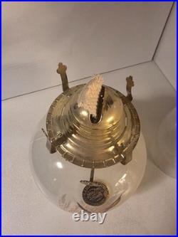 Vintage Aladdin Oil Lamp Duck Hunting Scene Milk Glass Farms Lamp Light Bu