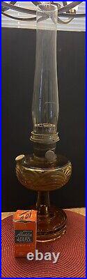 Vintage Aladdin Oil Lamp Greenish Amber Washington Drape Model B Burner