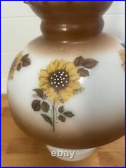 Vintage Aladdin Oil Lamp Model B Sunflowers