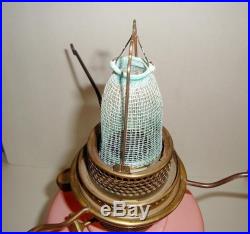 Vintage Aladdin Oil Lamp Venitien Rose Model B Burner & Aladdin Chimney