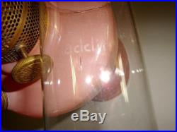Vintage Aladdin Oil Lamp Venitien Rose Model B Burner & Aladdin Chimney