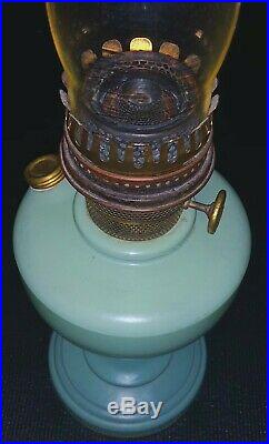 Vintage Aladdin Oil Mantle Lamp Nu-Type Model B Green Moonstone Chicago, IL