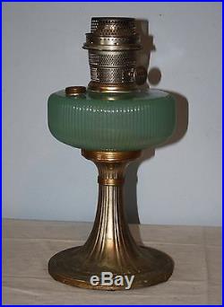 Vintage Aladdin P-97 Green Moonstone Bronze Base Kerosene Lamp. 1937-39