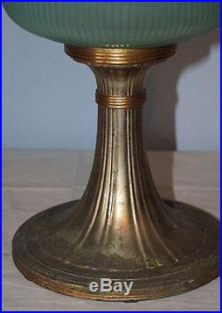 Vintage Aladdin P-97 Green Moonstone Bronze Base Kerosene Lamp. 1937-39