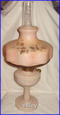 Vintage Aladdin Pink Alacite Glass Oil Kerosene Lamp Lincoln Drape Super NICE