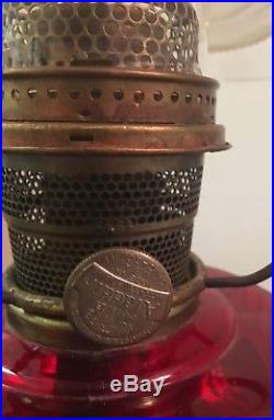 Vintage Aladdin Red Amberina B Kerosene Lincoln Drape Lamp