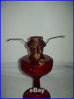 Vintage Aladdin Red amberina glass Tall Lincoln Drape Kerosene oil lamp