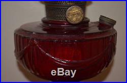 Vintage Aladdin Ruby Red amberina Short Lincoln Drape oil lamp NU TYPE B BURNER