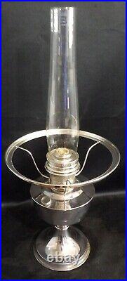 Vintage Aladdin Silver Oil Table Lamp Style 1400 White Globe