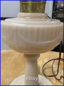 Vintage Aladdin Soft Pink Milk Glass Oil Lamp converted To Electric