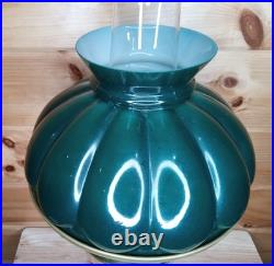 Vintage Aladdin Student Oil Lamp Emerald Green Glass Kerosene Brass Rare