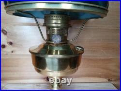 Vintage Aladdin Student Oil Lamp Emerald Green Glass Kerosene Brass Rare