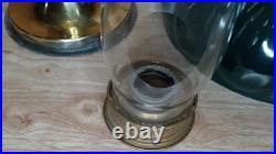 Vintage Aladdin Student Oil Lamp Emerald Green Glass Kerosene Brass Rare