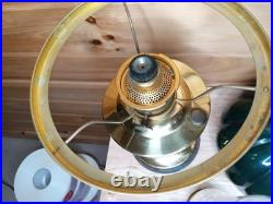 Vintage Aladdin Student Oil Lamp Emerald Green Glass Kerosene Brass Rare