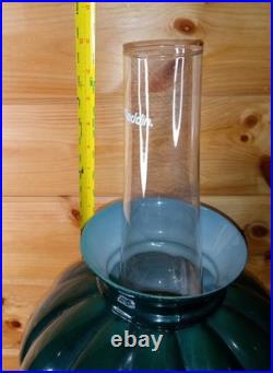 Vintage Aladdin Student Oil Lamp Emerald Green Glass Kerosene Brass Rare