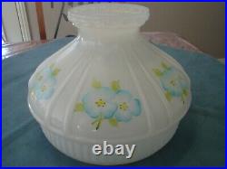 Vintage Aladdin Style 601 Lamp Shade, Blue Flowers, 10 Fitter, Includes Tripod
