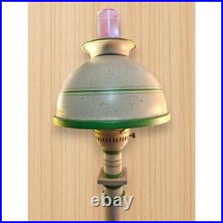 Vintage Aladdin Style Alacite Lamp with Green Trim and Speckled Shade Electric