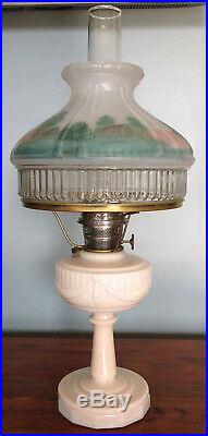 Vintage Aladdin Tall Lincoln Drape Pink Kerosene Lamp Log Cabin Shade 601S