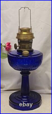 Vintage Aladdin Tall Lincoln Drape Reproduction Cobalt Blue Oil Lamp