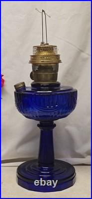 Vintage Aladdin Tall Lincoln Drape Reproduction Cobalt Blue Oil Lamp