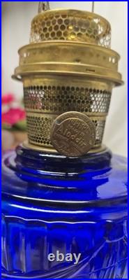 Vintage Aladdin Tall Lincoln Drape Reproduction Cobalt Blue Oil Lamp