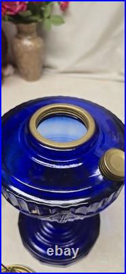 Vintage Aladdin Tall Lincoln Drape Reproduction Cobalt Blue Oil Lamp