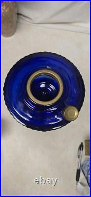 Vintage Aladdin Tall Lincoln Drape Reproduction Cobalt Blue Oil Lamp
