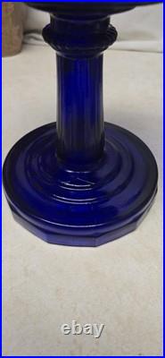 Vintage Aladdin Tall Lincoln Drape Reproduction Cobalt Blue Oil Lamp
