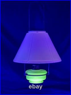 Vintage Aladdin Tilt Frame Hanging Lamp Uranium Glass Fount EUC