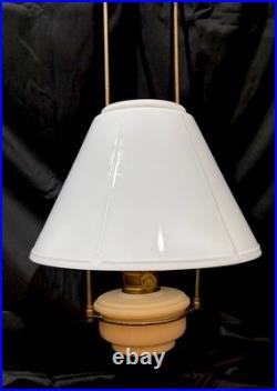Vintage Aladdin Tilt Frame Hanging Lamp Uranium Glass Fount EUC