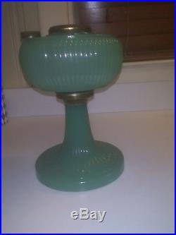 Vintage Aladdin Vertique Green Moonstone Oil Lamp
