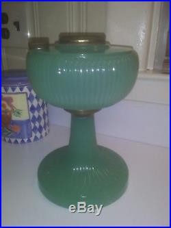 Vintage Aladdin Vertique Green Moonstone Oil Lamp
