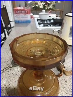 Vintage Aladdin Washington Drape Amber Glass Kerosene Lamp