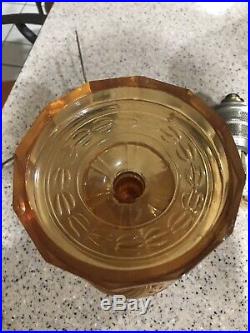 Vintage Aladdin Washington Drape Amber Glass Kerosene Lamp