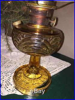 Vintage Aladdin Washington Drape Amber Kerosene Lamp B Burner Hand Painted Shade