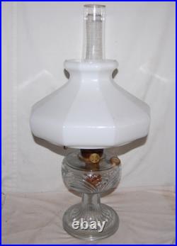 Vintage Aladdin Washington Drape Clear Glass Oil Lamp with 9-Panel Shade