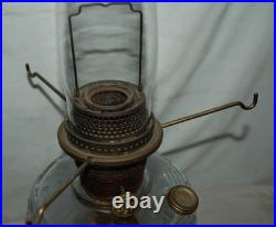 Vintage Aladdin Washington Drape Clear Glass Oil Lamp with 9-Panel Shade